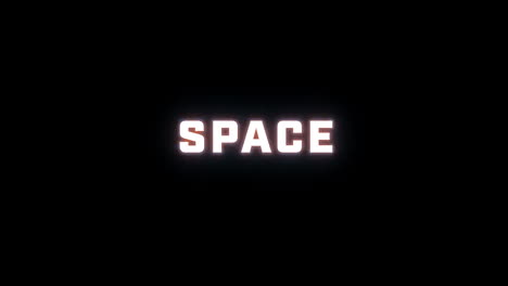 revelación de texto de 4k de la palabra "espacio" en un fondo negro