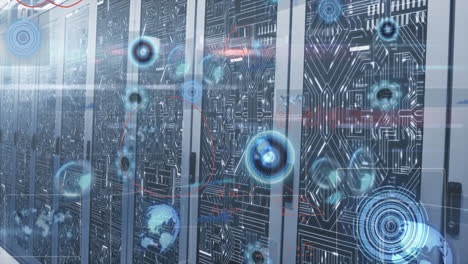 animation of data processing over server room