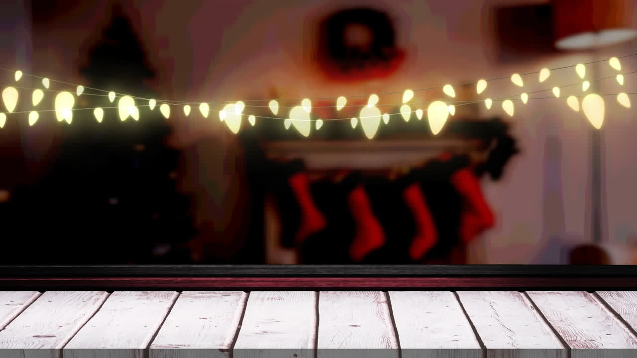 나무판 위에서 요정 불빛의 애니메이션