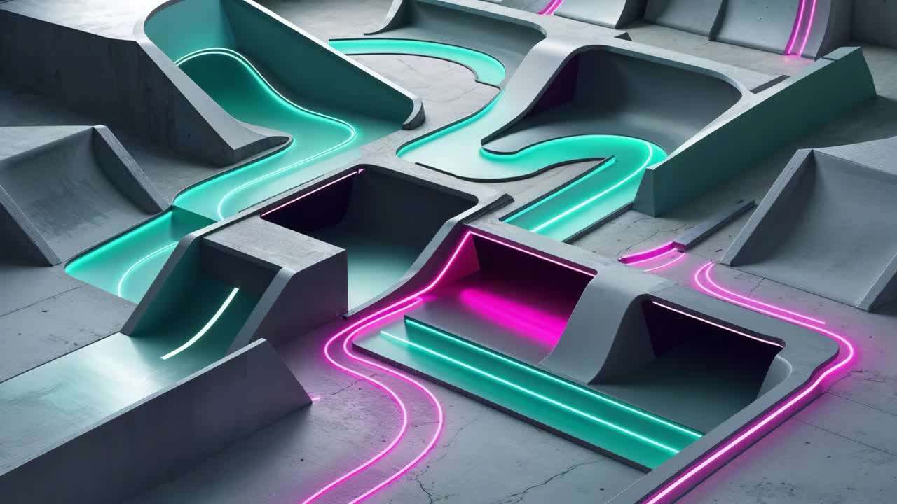 Futuristic Abstract Neon Maze
