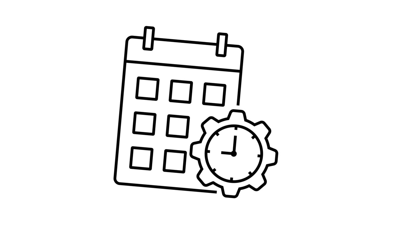 Animated Calendar and Clock Gear Icon for Time Management