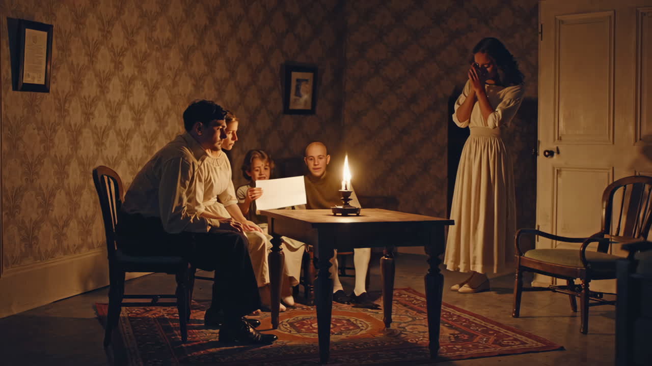 Family Reading a Letter