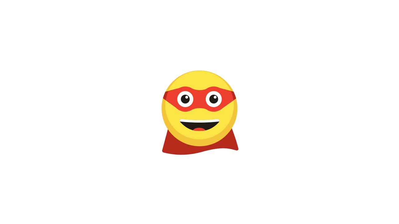 Animated Superhero Emoji Face Winking and Smiling