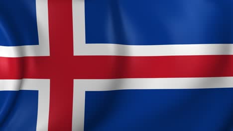 video animation of iceland flag, slow motion closeup waving in the wind.