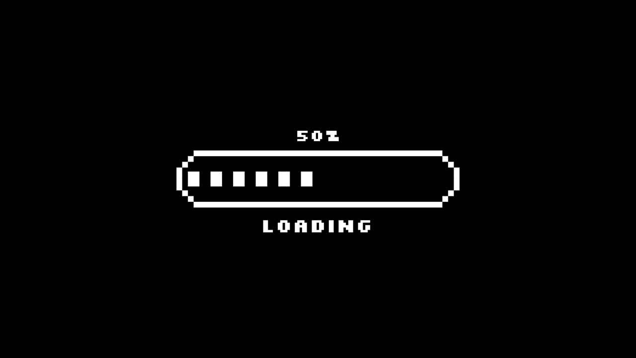 Digital Pixelated Loading Bar Animation with Percentage