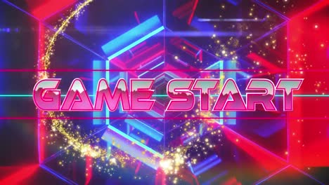 animation of game start text over shapes