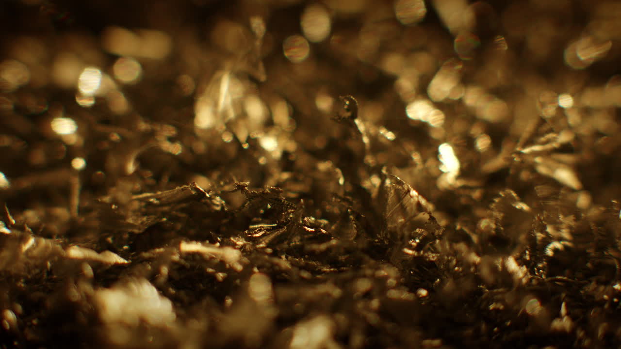 Golden color metal fillings close-up shot