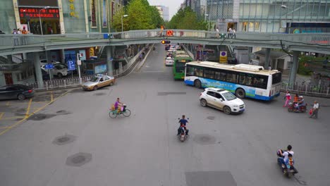 day time wuhan city traffic street crossroad bridge panorama 4k china