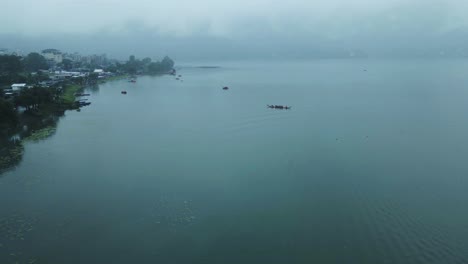 aerial view of phewa lake during summer season in pokhara, nepal