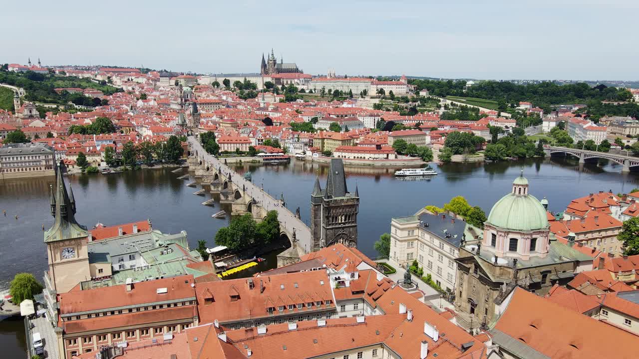 Panoramic cityscape of Prague featuring Charles Bridge and the vibrant old town