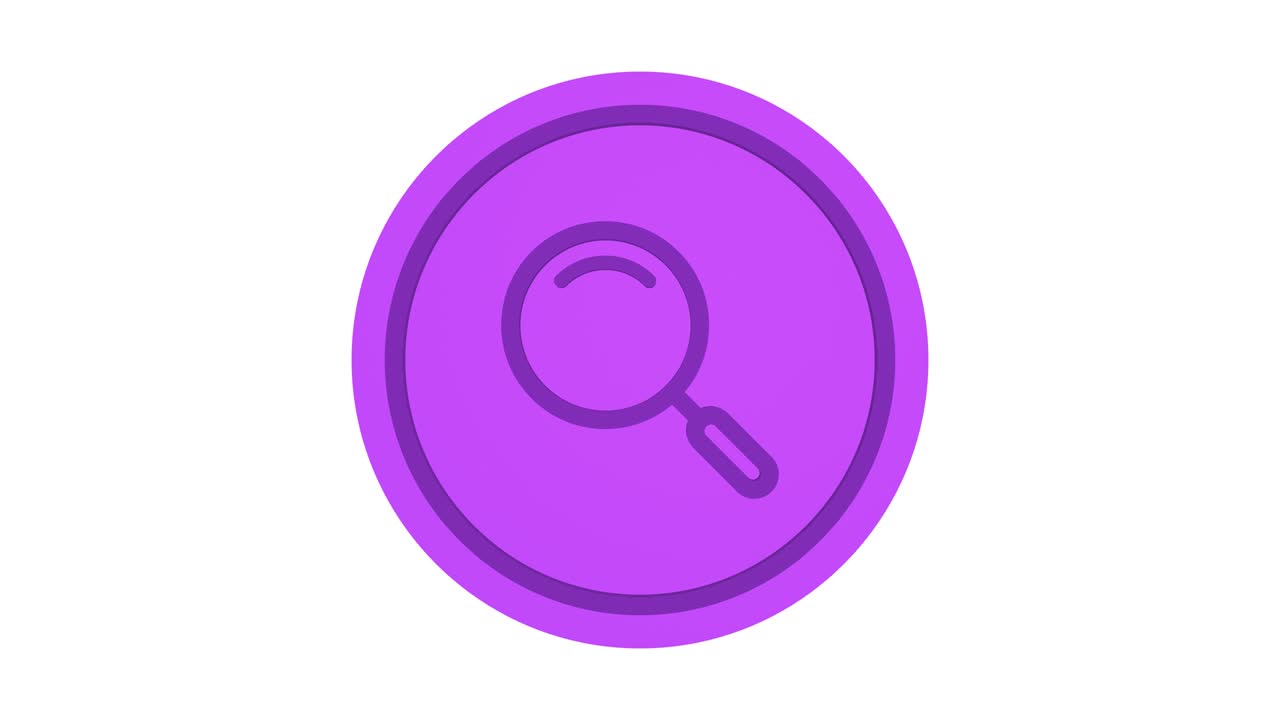 icono de lupa 3d. color púrpura. canal alfa