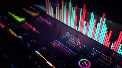 a businessman analyzing stock market, crypto trading, info graphic with animated graphs, charts and data numbers insight on a transparent monitor display screen