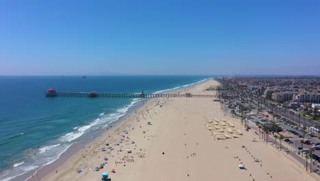 huntington beach pier still drone shot in 4k