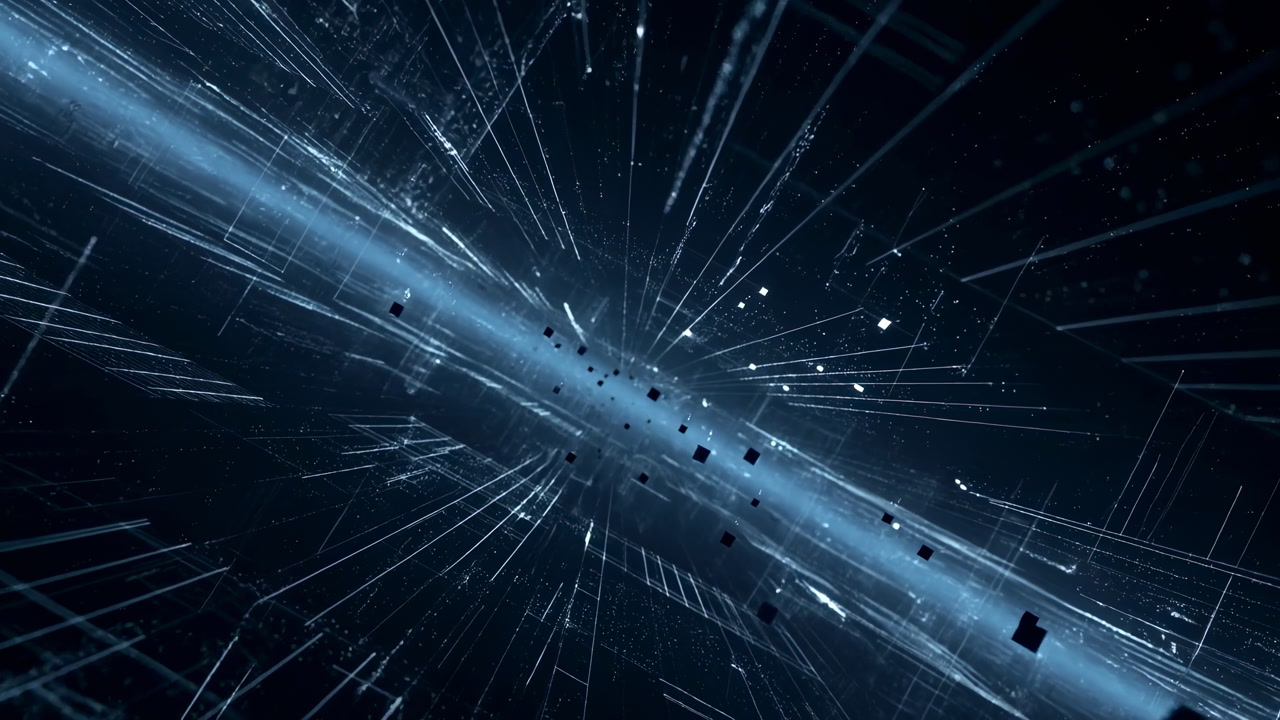 Dynamic Hyperspace Stream With Streaking Debris And Particle Burst, High Velocity Lines Cut Through Dark