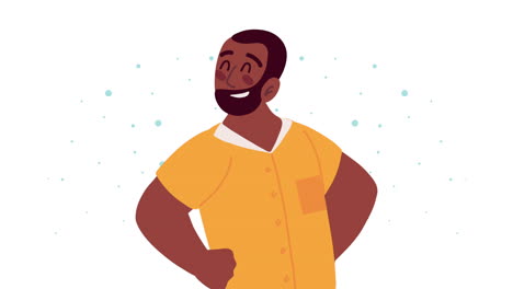smiling man in yellow shirt