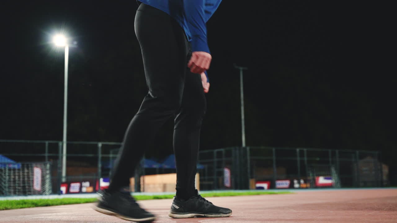 그의 신발 끈을 묶고 실행하는 낚시를 좋아하는 금발 남자