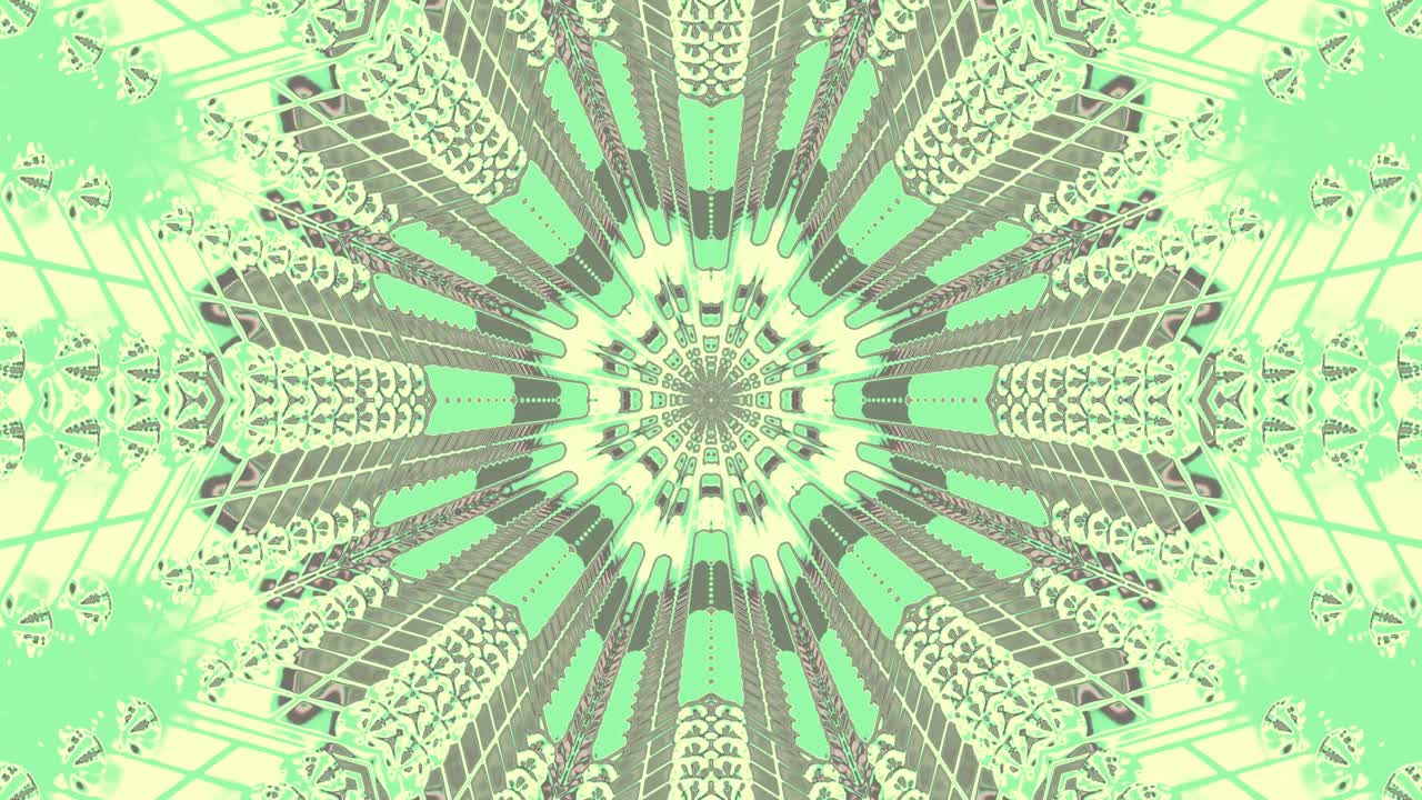 The visual consists of a mesmerizing tunnel pattern in soft green tones, creating an immersive, seamless flow that captivates viewers. Perfect for relaxation or ambiance