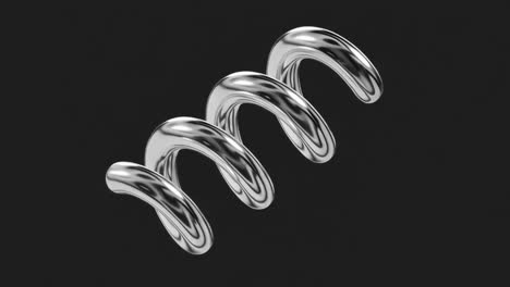 Silver chrome spiral animation isolated asset, transparent 4K video, alpha channel, ProRes 4444