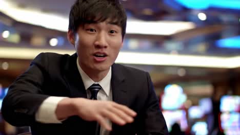 excitement and strategy unfold as a young player engages at a casino table, capturing the thrill of gaming in two stages of emotion and anticipation