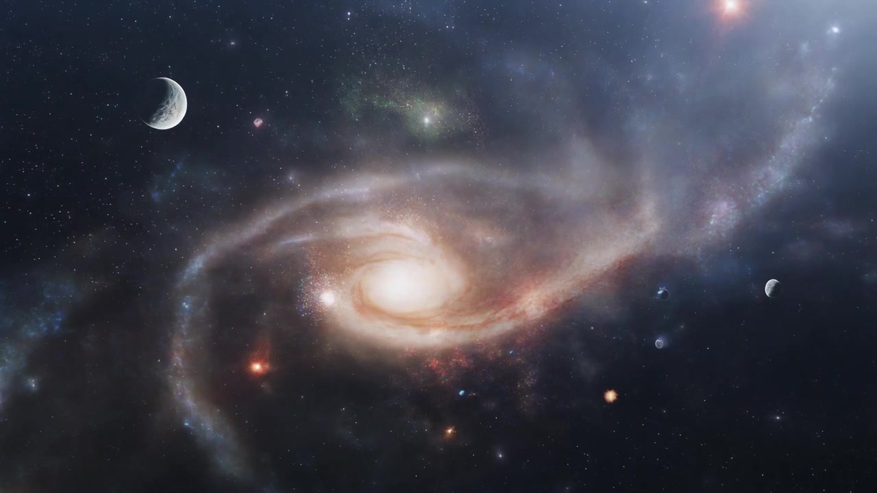 Cinematic View of a Spiral Galaxy in Deep Space