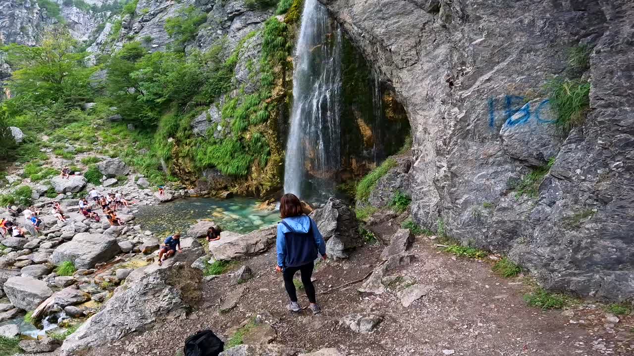 Waterfall Scene with People