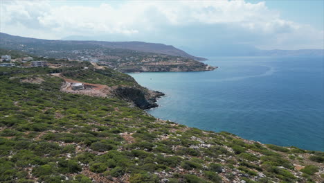 aerial drone shot in crete, greece, near rethymno