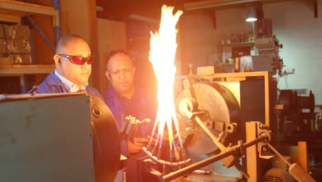 workers working in glass factory 4k