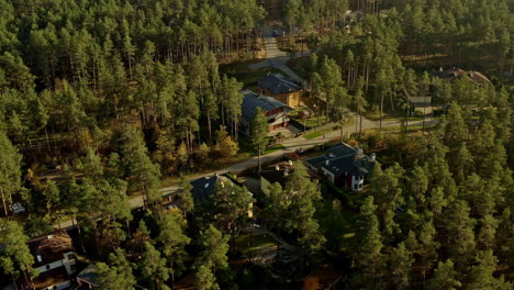 Countryside-estates-in-a-forest---aerial-reveal