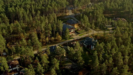 countryside estates in a forest - aerial reveal