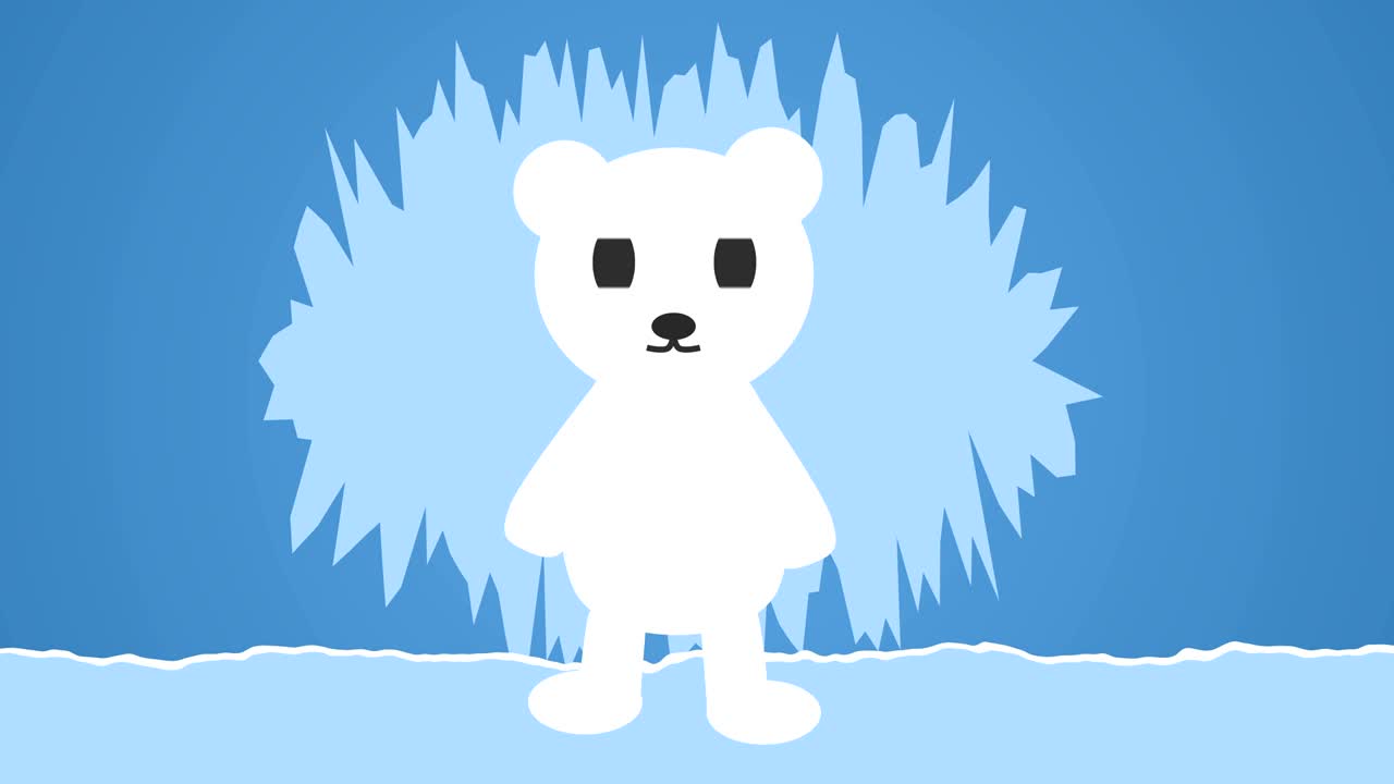 Cute polar bear cub animation, Christmas background