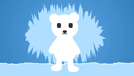 cute polar bear cub animation, christmas background