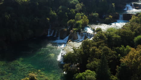 skradinski buk waterfall surrounded with green vegetation in croatia
