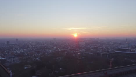 panoramic cityscape at sunset with grand architectural building