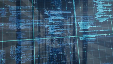 animazione dell'elaborazione dei dati in blu sui server