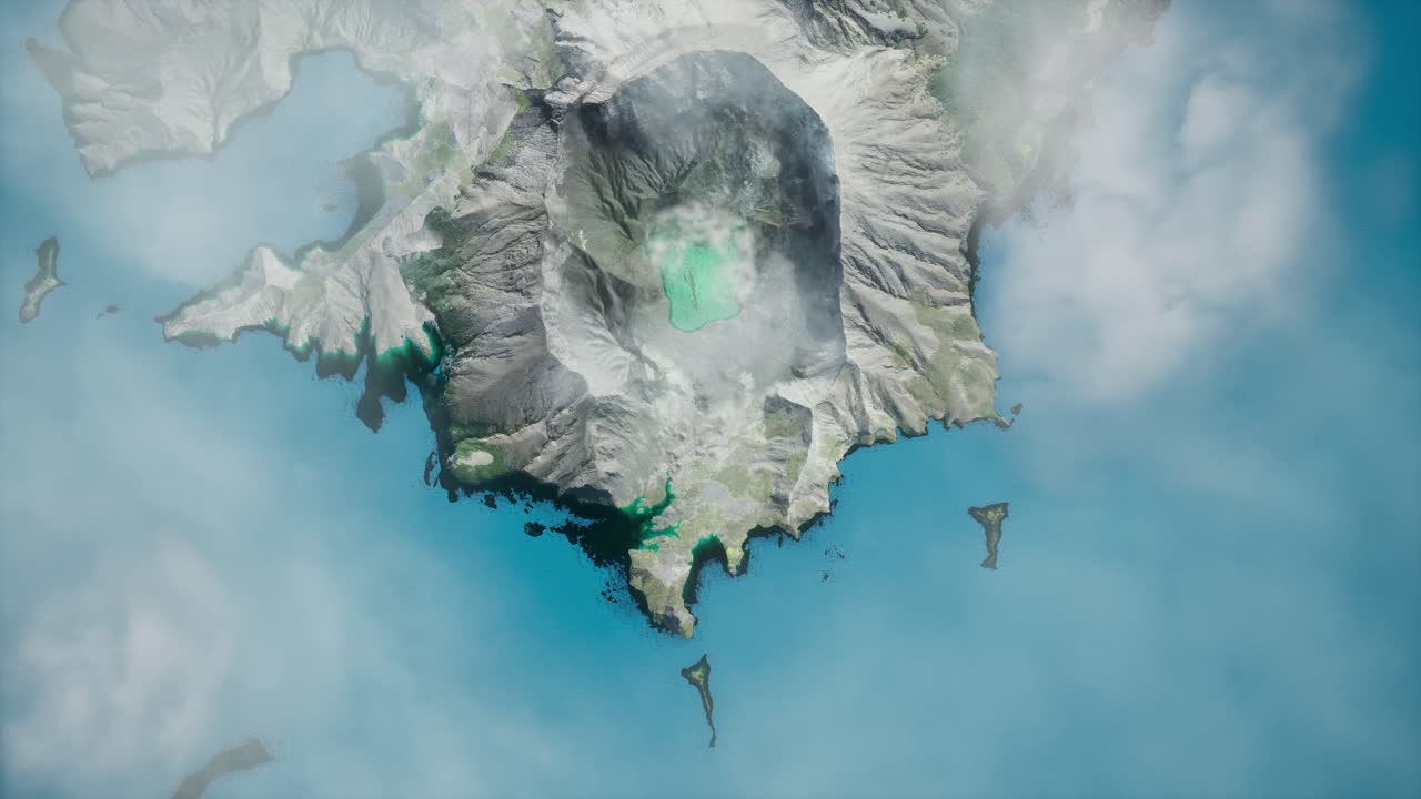 Aerial View Of Turquoise Ocean And Arctic Island With Water Bungalows