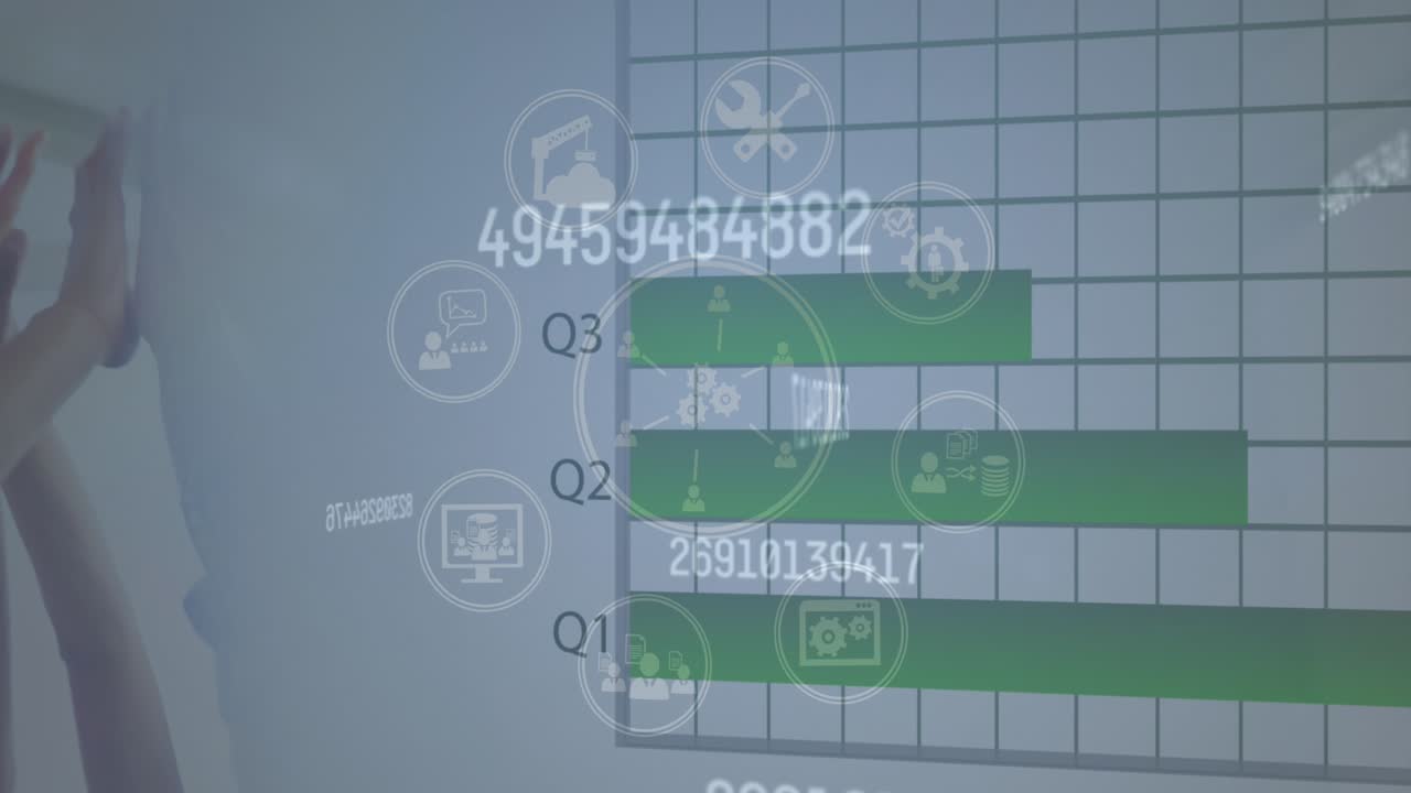 Animation of financial connections over grey background