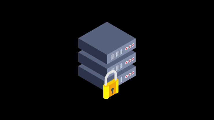 Isometric Animation of Data Servers with Security Padlock