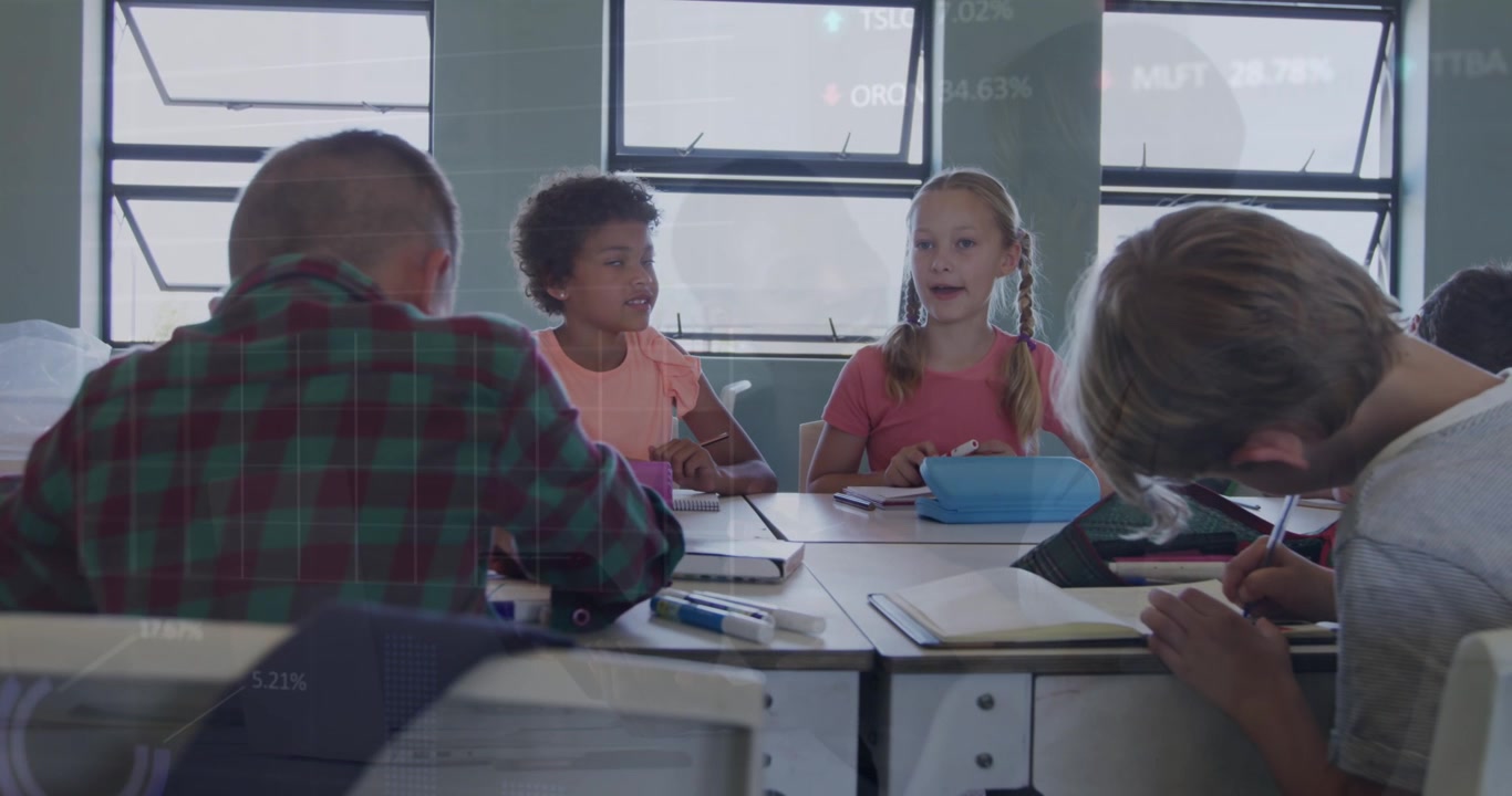 Diverse Group of Students Working Together in Classroom