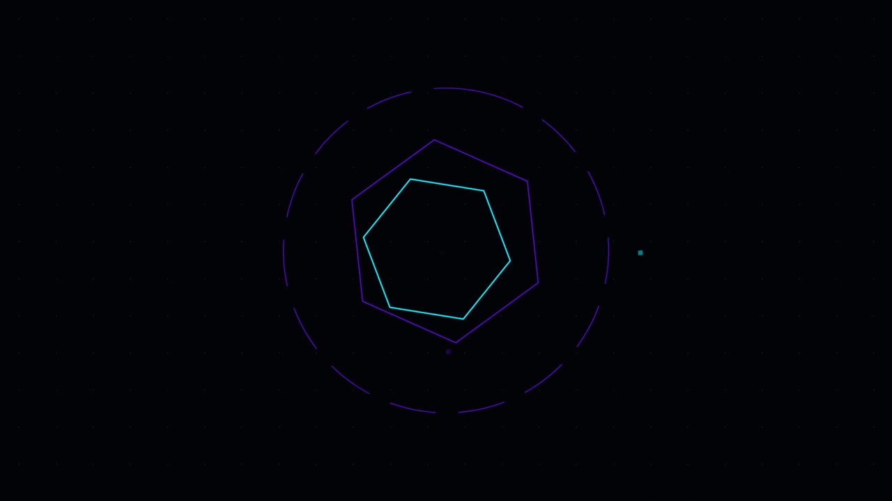 Gráficos de Movimento Abstratos Apresentando Formas Geométricas Hexagonais Giratórias