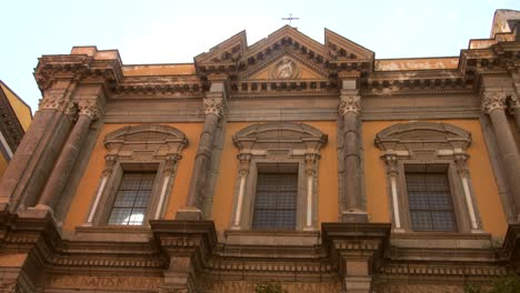 Low-angle-capture-on-a-sunny-day-of-architecture-in-the-city-of-Naples-in-Italy