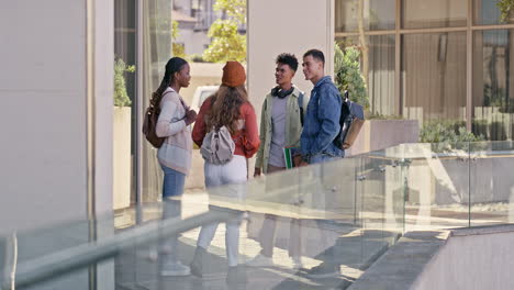 group of students outside a building