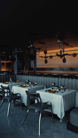 modern restaurant interior with empty tables