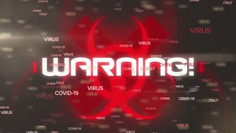 Animation-of-warning-text-over-black-background