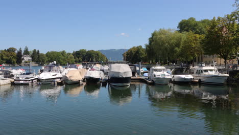 picturesque harbor view of lindau, germany - static shot