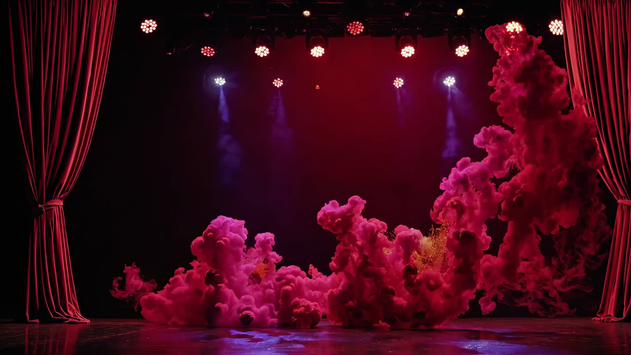 Stage Performance with Pink Smoke
