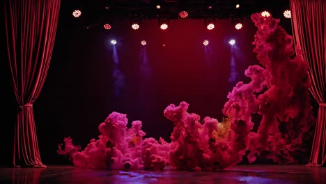 stage performance with pink smoke
