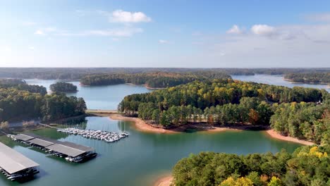 aerial high over lake lanier in georgia