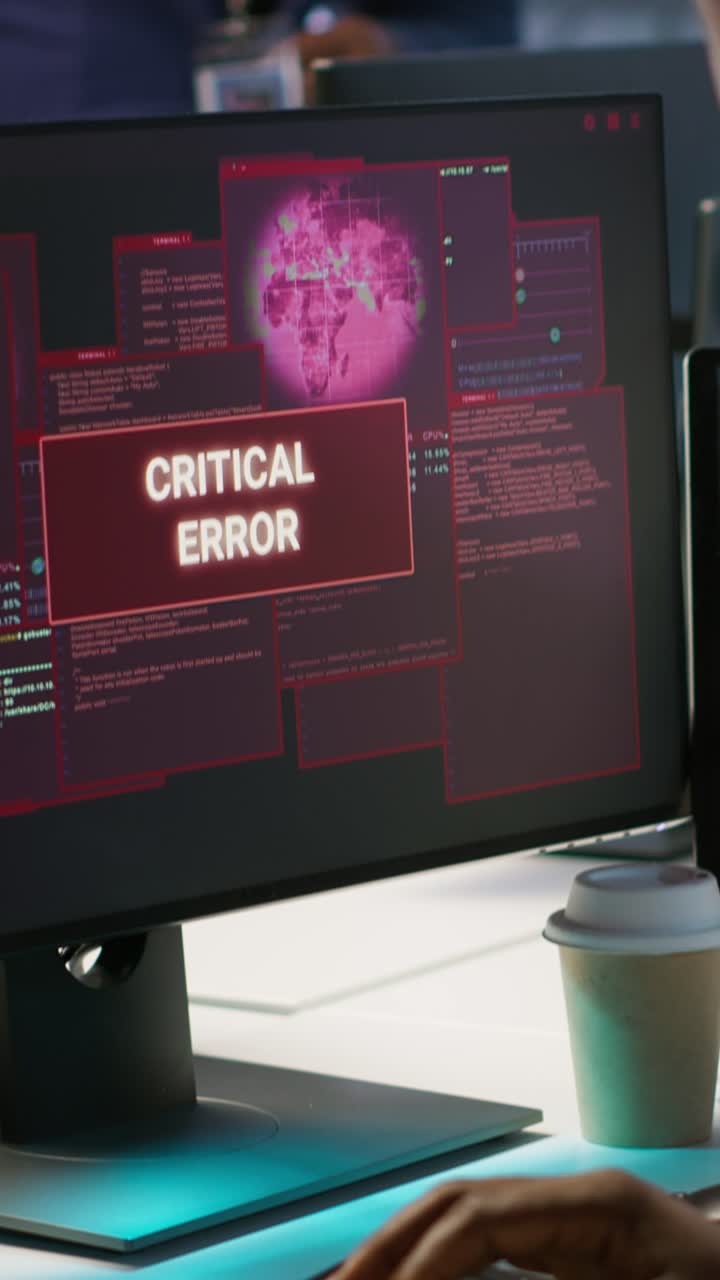Vertical video Programmer seeing error popup on computer display in data center