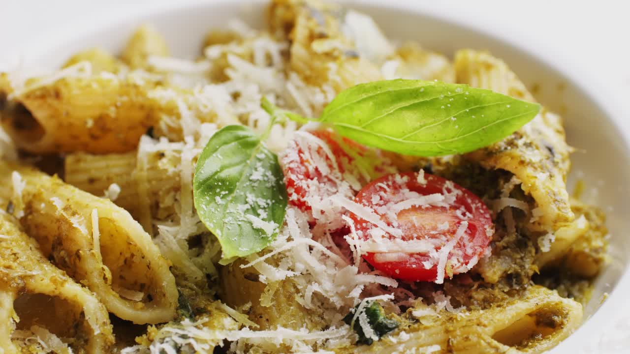 페스토 소스와 함께 페네 파스타