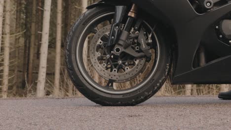 front wheel of a motorcycle. - close up